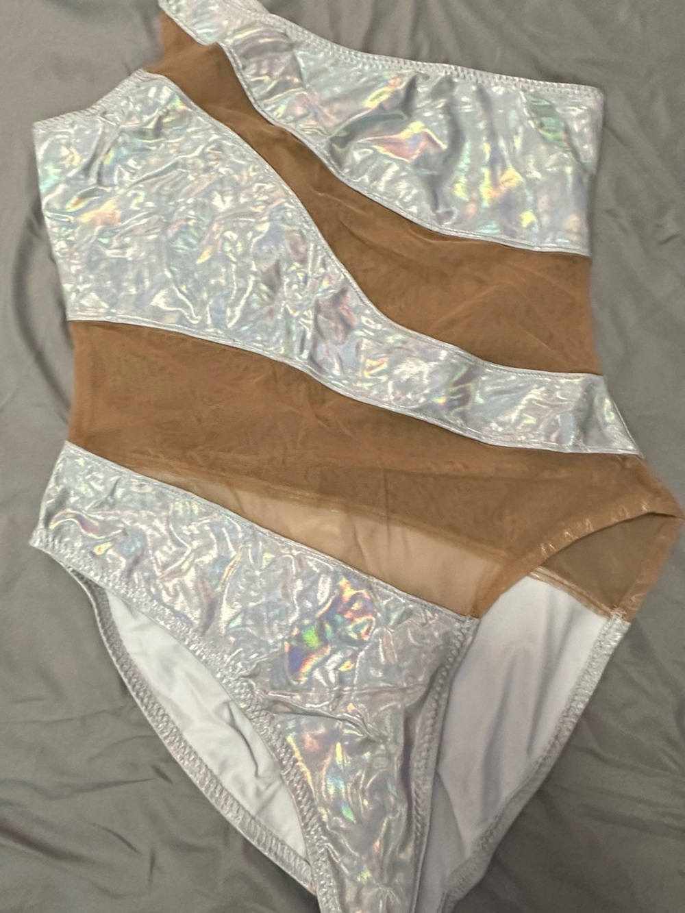 Norma Kamala Iridescent Silver & Nude Kids One-Piece Swimsuit